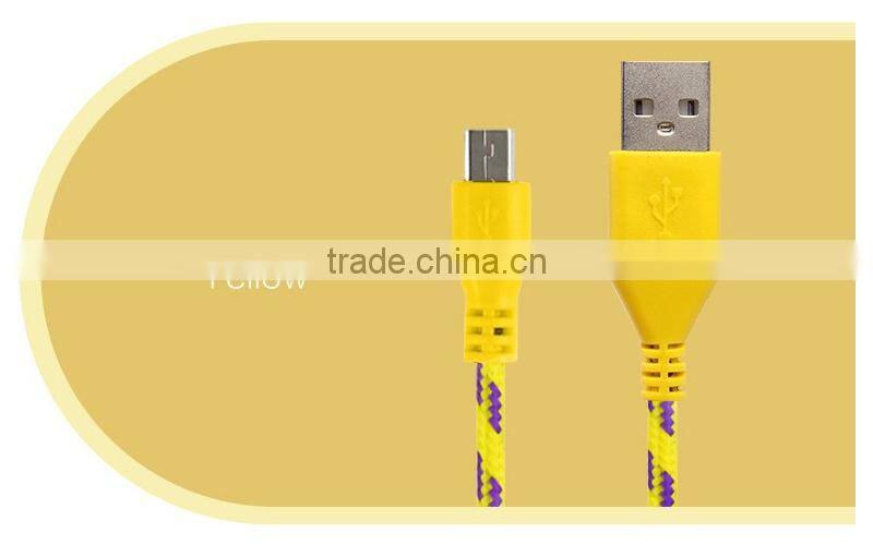 HOT 1M/2M/3M Nylon Fabric Braided Micro Data Sync USB Cable