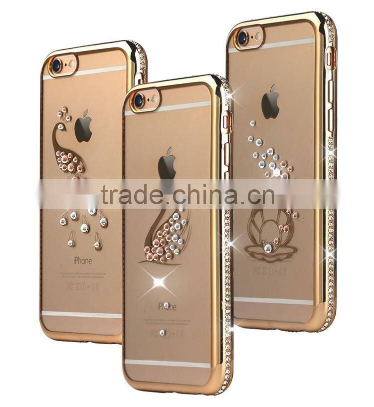Luxury Peacock Swan style Bling Crystal Rhinestone Diamond case for iphone 6