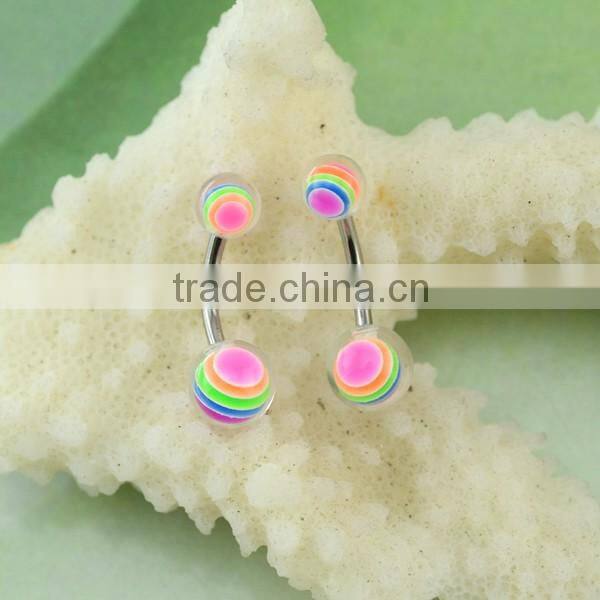 Multi-colour ball banana piercing wholesaler surgical steel 100 nickel free navel ring