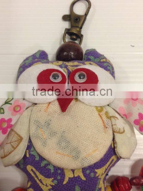 Hmong handmade cute owl keychain with ponpons