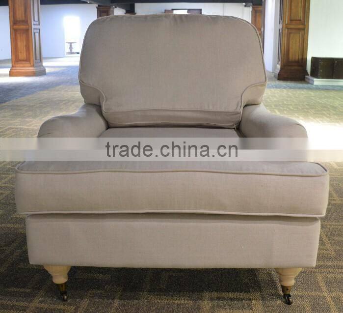 Modern french style leisure wooden furniture single seat fabric sofa