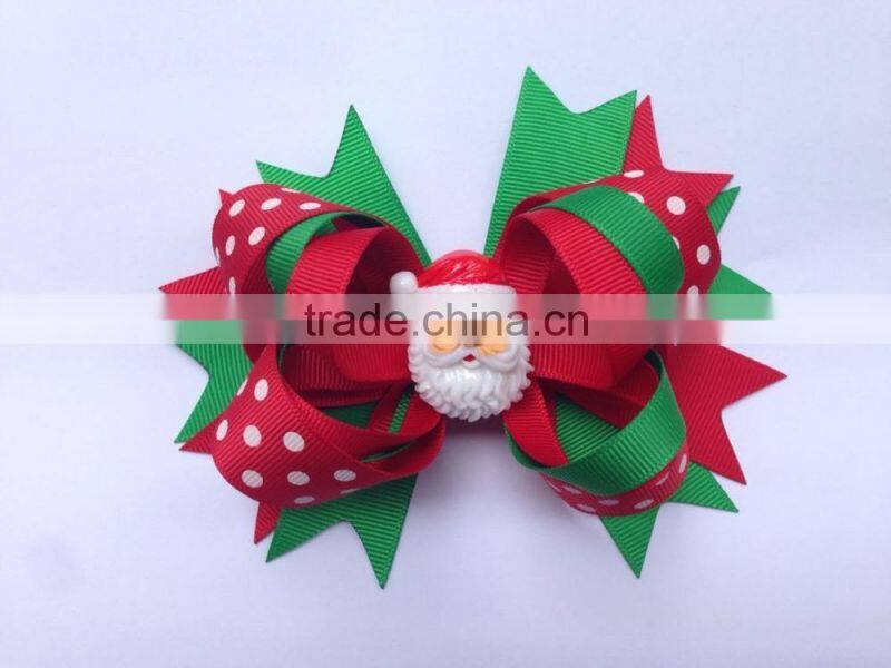 Baby Girl Hair Bow Large Layered Boutique Spike Christmas Hair Bows hairpin Clip in Red Green Party Hair Accessory CB-3389