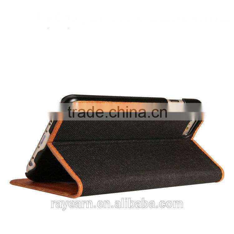 Business name card holder card slot leather case cover for iPhone 6 with genuine leather