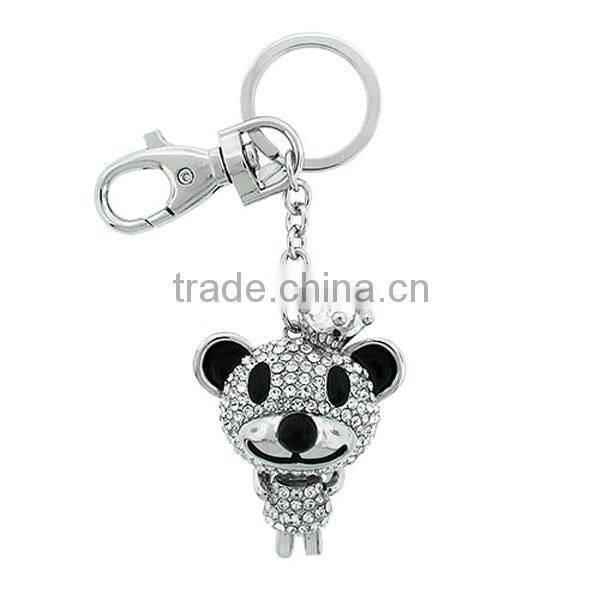 Tiger face gold clear crystal accented keychian