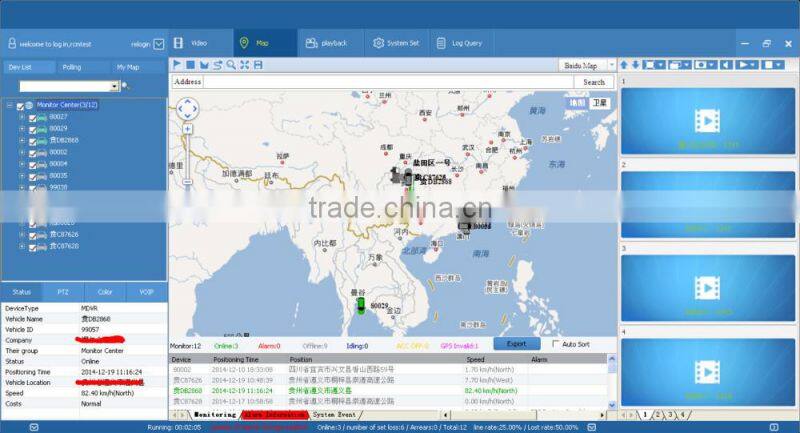 Richmor h.264 SD MDVR with 3G remote control and GPS tracking bus mobile DVR
