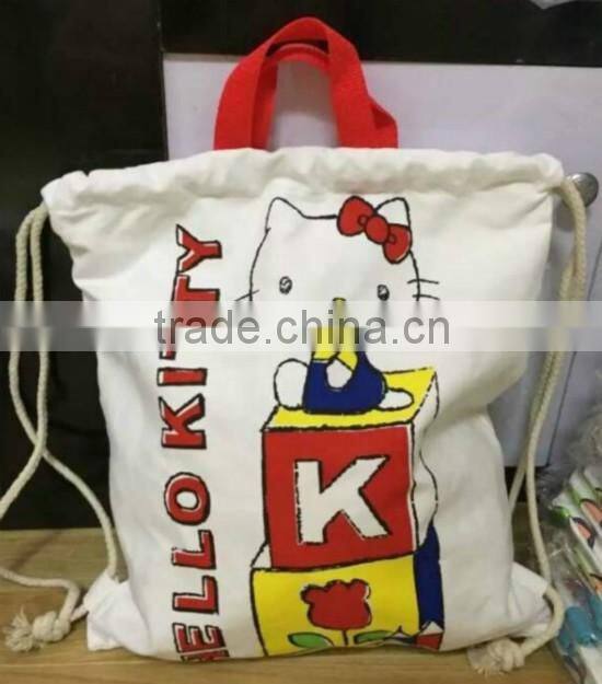 Factory direct! 2016 new customized cotton drawstring bag cute backpack