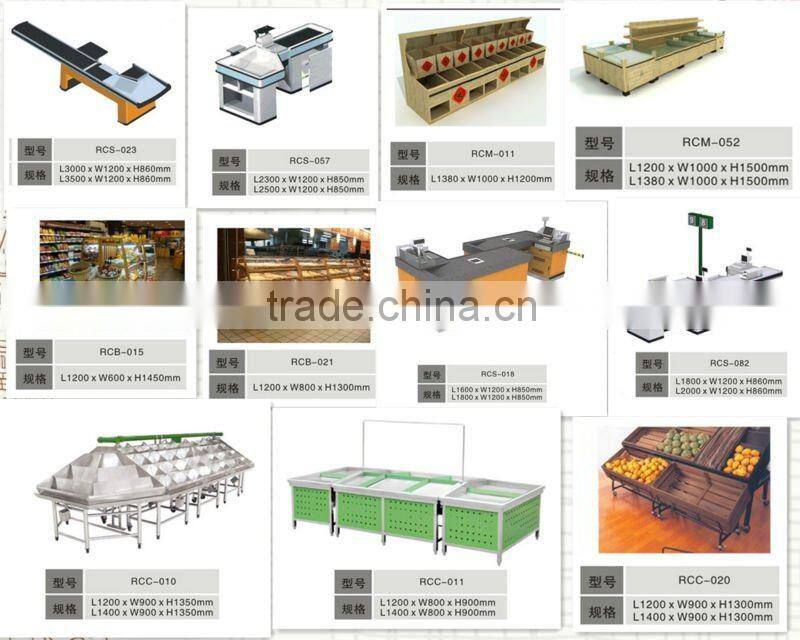 Supermarket wooden Display Stand Glass Bakery Display Cabinet