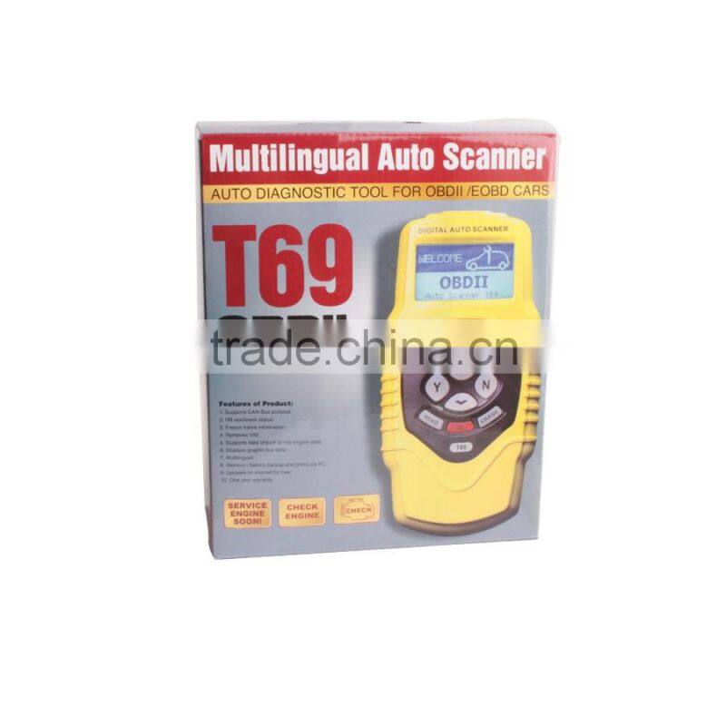 Super Function t69 OBDII/EOBD car Code Reader SCANNER OBDII Auto Vehicle Scanner Diagnostic Tool T69(Multilingual Updatable)