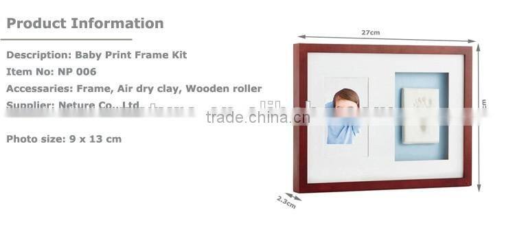 High quality baby hand imprint with wall wood frame moulding sculpture