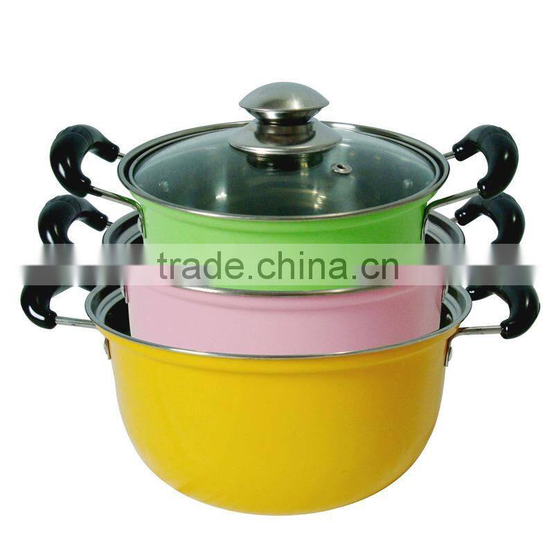 stainless steel colorful painted nonstick multi stock pot set