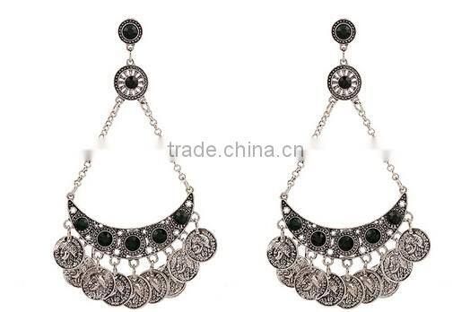 >NEW SW16589 handmade drop bead earrings coin fringe earrings/