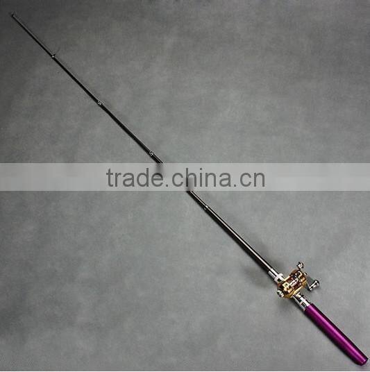 Golden Vara De Pesca Mini Aluminum Pocket Pen Fishing Rod Pole + Reel Sea Fishing Rods Tackle Tool