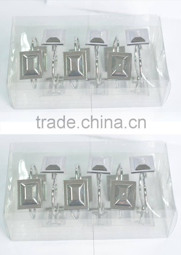 factory supply metal shower curtain hook /metal shower curtain hooks/Bath Shower Ring Loop Bathroom Curtain Hooks