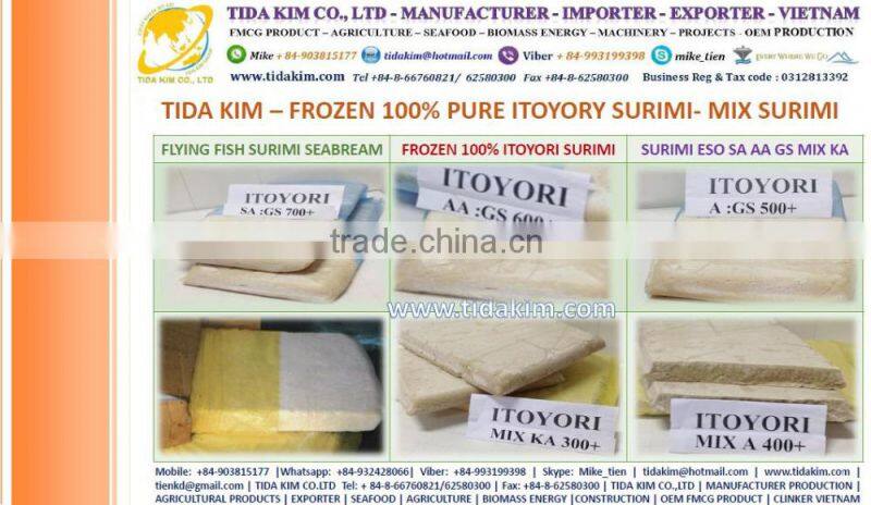 TIDA KIM ITOYORI SURIMI FROZEN BIG EYE SNAPPER ESO SEABREAM MIX GS 500 700 900 LOBSTER SHRIMP CRAB KINTOKIDAI GUCHI KOCHI RIBBON