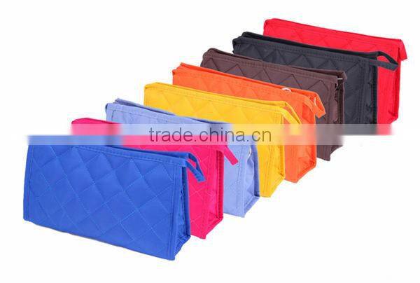 Pink Nylon Gridding Rectangle with Zipper Closure Makeup Pouch/Bag/Case Cosmetic Tool