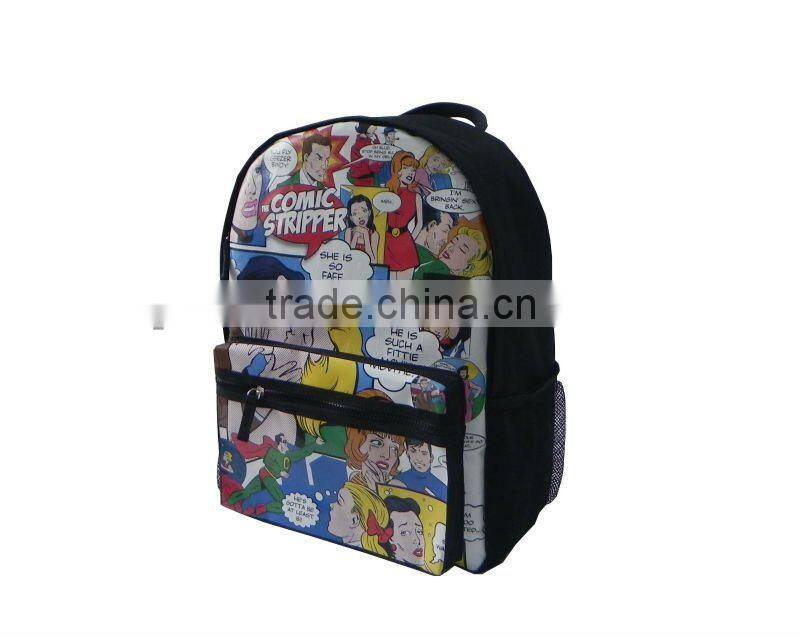 fashion printing 600D teens school bag whole