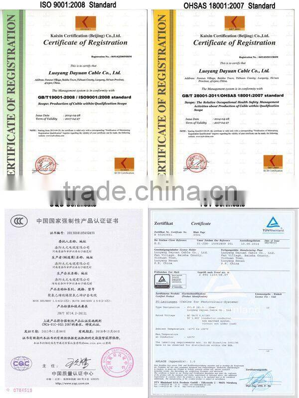 Halogen Free XLPO Insulated Copper Conductor Solar Cable