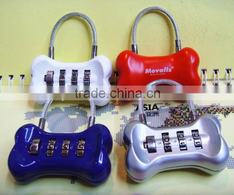 popular bone shape combination lock/luggage number code lock