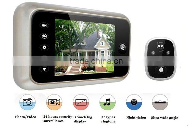 Home design 3.5 inch touch screen door bell with CMOS camera and doorbell button
