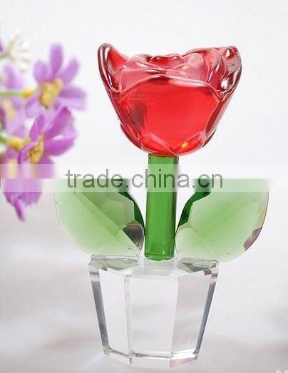 Factory directly sale Wedding favor k9 Nature crystal rose flower for the wedding gifts