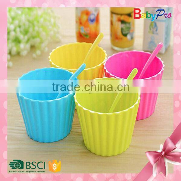 Babypro 2015 Hot New Product Alibaba China Baby Product Colorful Ice Cream Bowl And Spoon Baby Bowl Set Baby Tableware