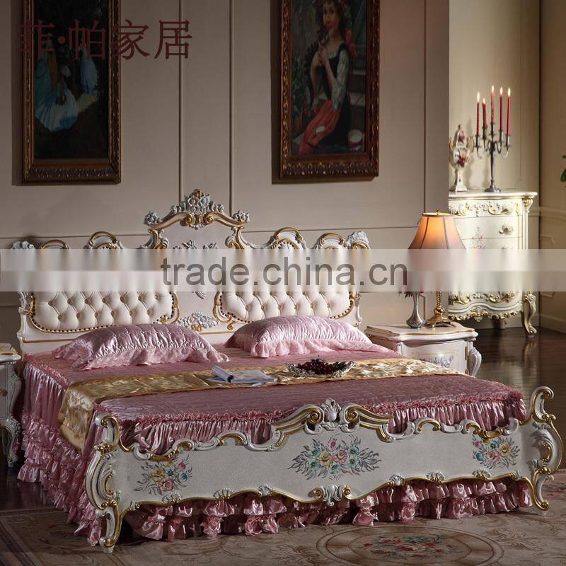2016 Modern White Europe Matket Bed Furniture Wood Modern Bed Designs
