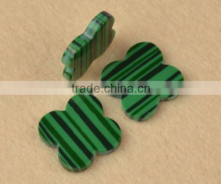 Hot Products Double Flat Polished Four Leave Clover Rough Synthetic Green Malachite Stone for sale