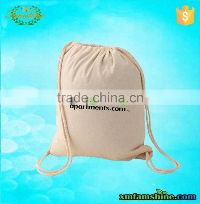 customized natural cotton plain drawstring bags