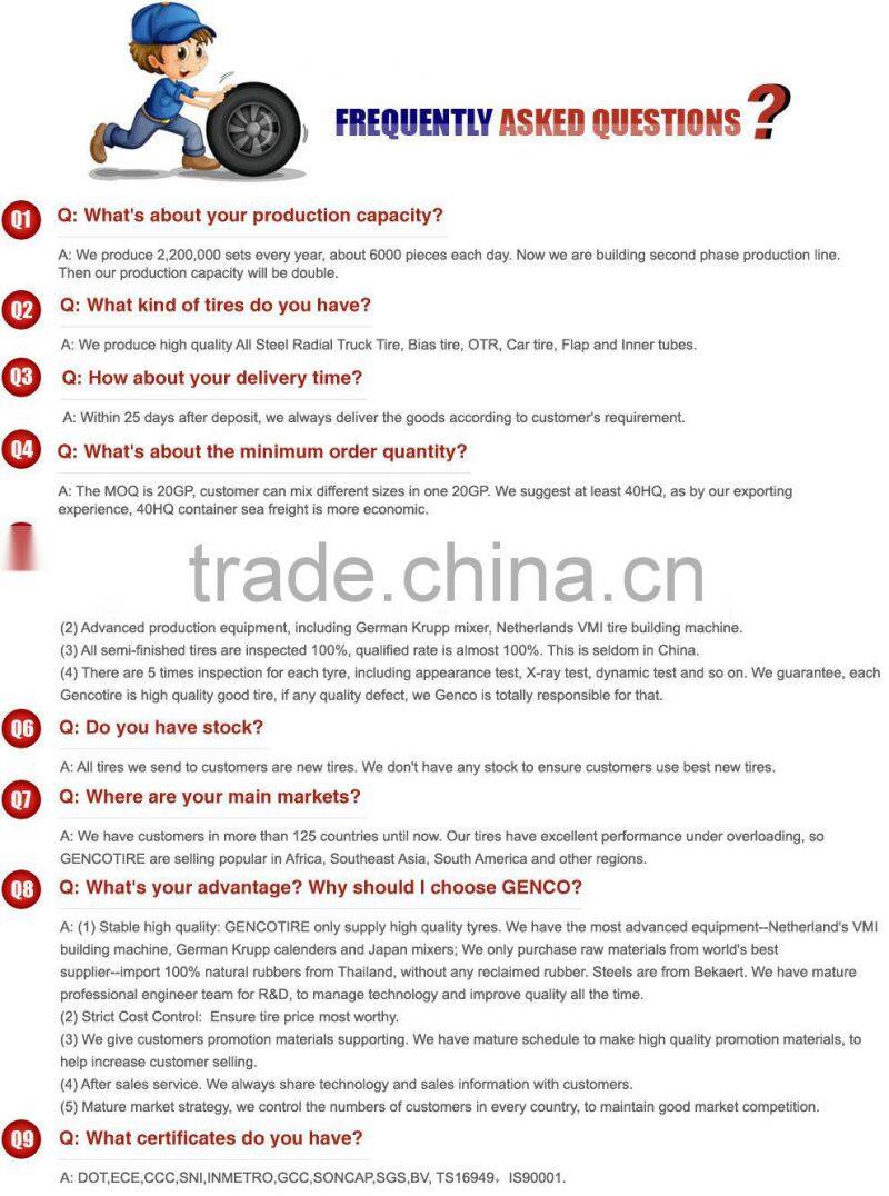 Truck tire for good tire factory pattern 185 1200r20 tire