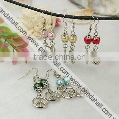 Earrings Bulk Peace and Love Earrings Pendientes Plata(EJEW-JE00492)