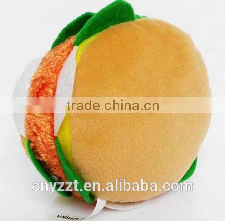 Plush Hamburger-Shaped Dog Toys With Squeakers/Hamburger Soft Cotton Squeaky Pet Dog Toy