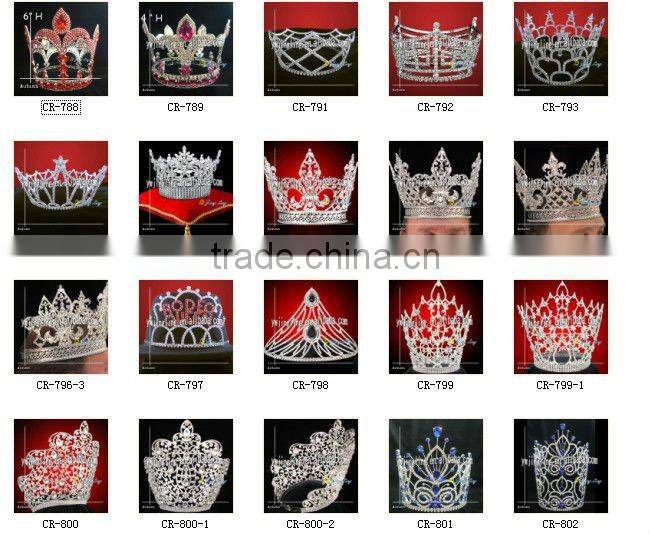 king rhinestone tiara full round large pageant crown