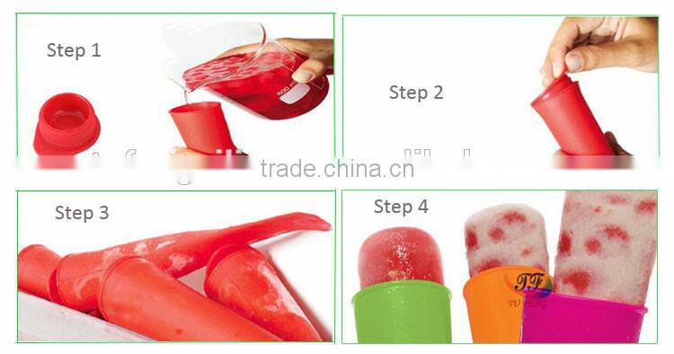 100% food grade user-friendly silicone popsicle mold with different colors