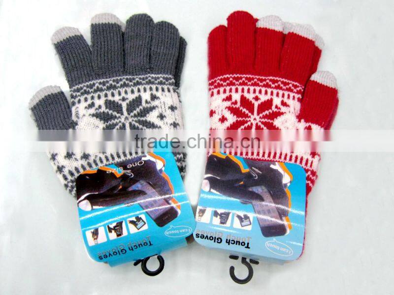 jacquard touch screen glove winter warm hand gloves