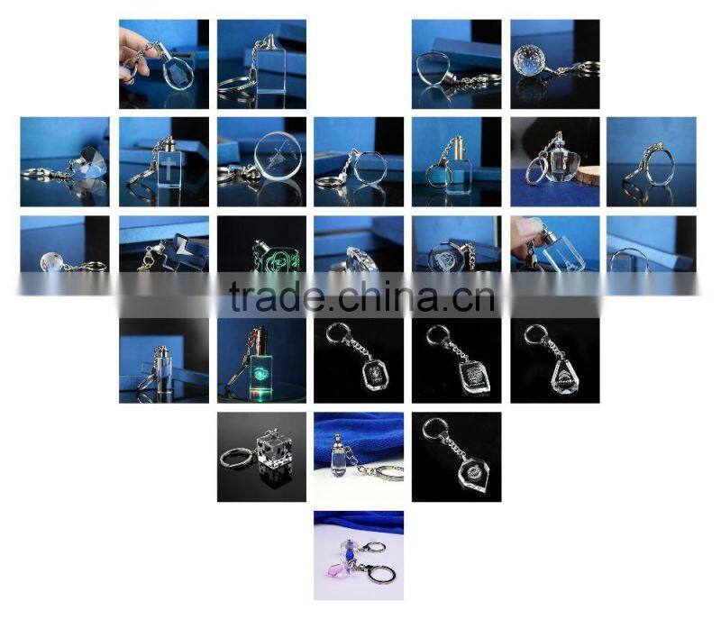 Color Print Image Crystal Glass Keychain for Birthday Gifts