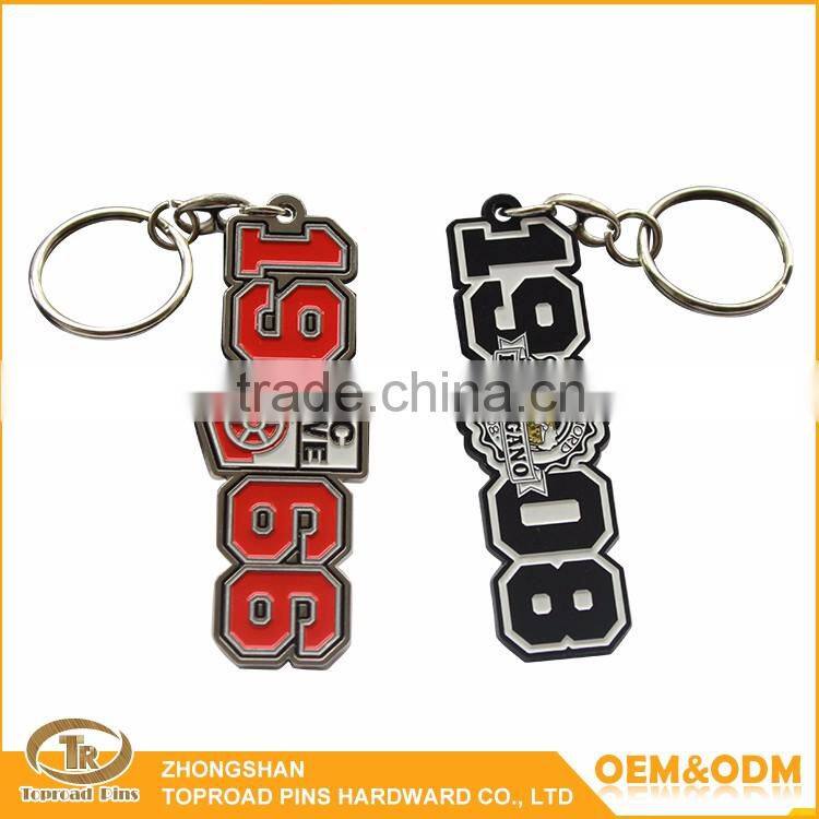 Zhongshan promotional craft manufacturer cheap custom metal plated key ring soft cartoon rubber keychain manufacturers