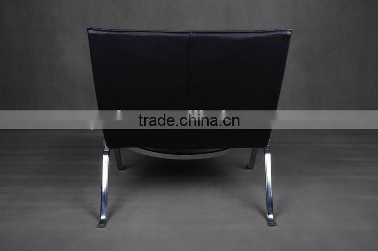 304# stainless steel ergonomic leather chaise lounge pk22 chair replica