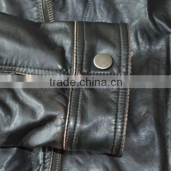 womens pu jacket with garment washed