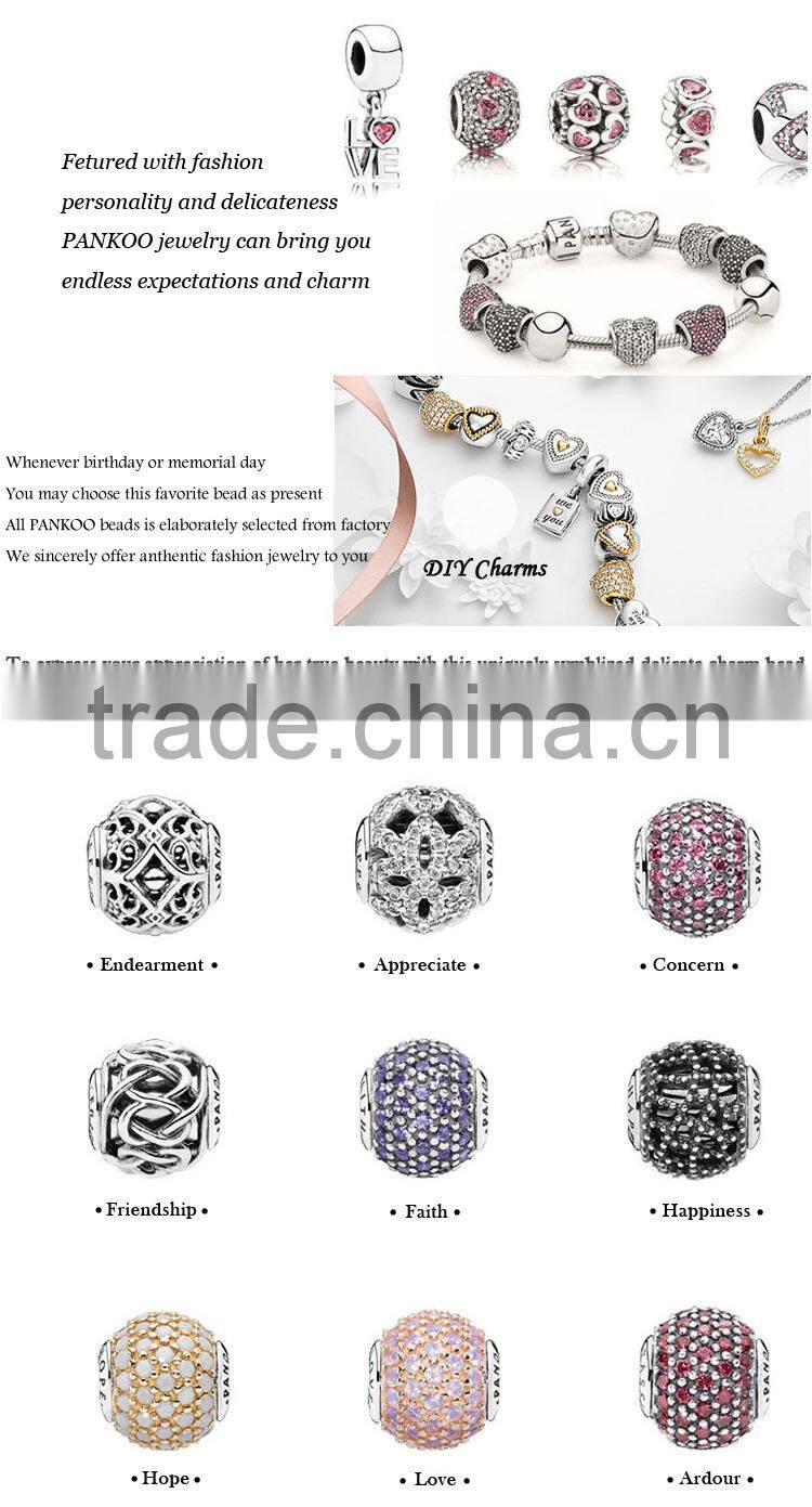 New Blue Crystals 925 Sterling Silver Daughter Heart Charms for Bracelet Jewelry Making Family Gift