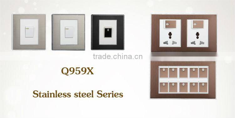 Stainless steel 1 gang switch and 2 pin wall socket