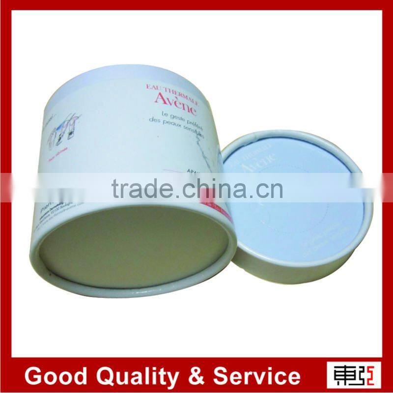 white glossy surface paper packing box for skin care product in round shape