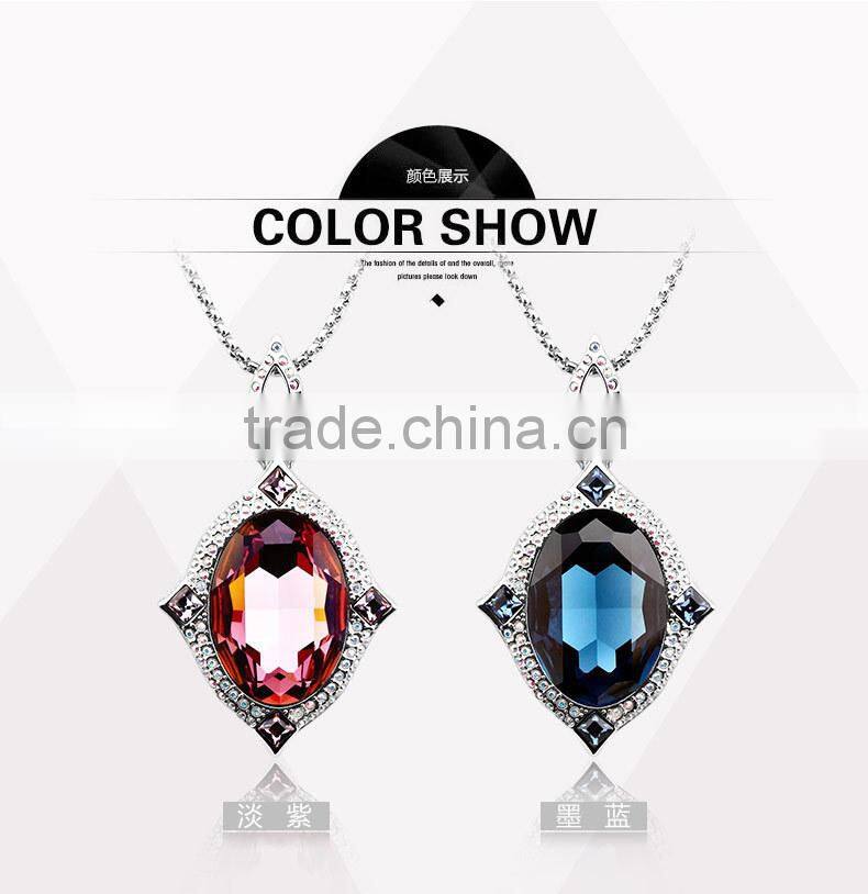 2015 OUXI New arrival red diamond crystal pendant necklace and sweater chain 11037-1
