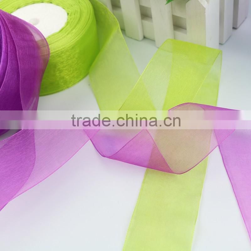 Eco Friendly China Fashion Colorful sheer organza ribbon wholesales