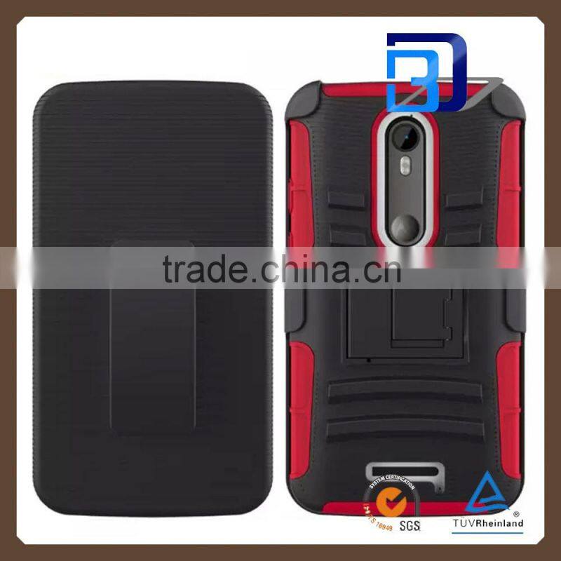 2015 New Modle Heavy duty shockproof armor case 3 in 1 combo belt case For Motorola X3 factory price