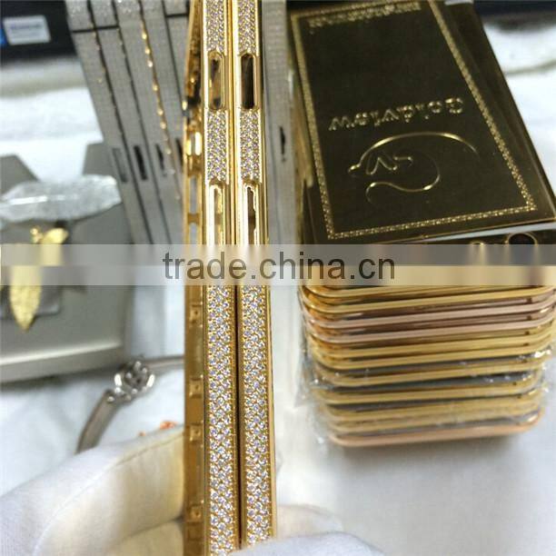 new design for apple iphone 6s plus gold frame body , for iphone 6s 24ct gold back cover
