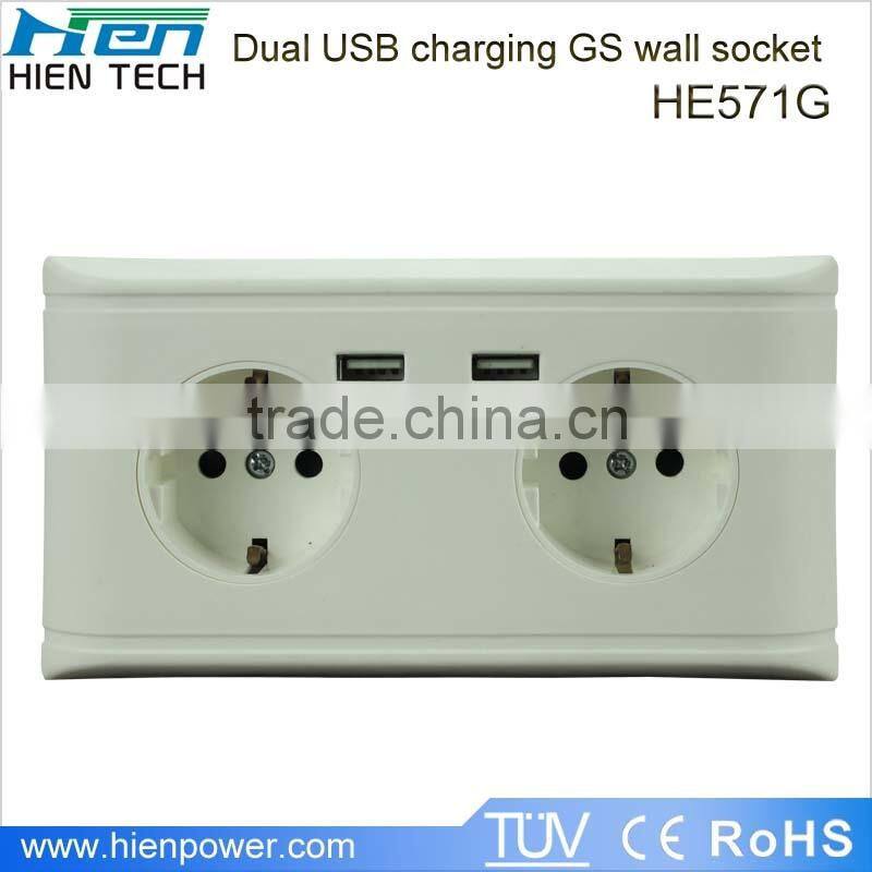 America type USB wall socket 1 gang 2 USB ports