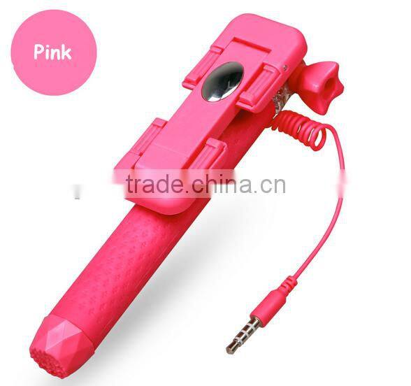 3.5MM Audio Cable Take Pole Selfie Stick - Self-portrait Monopod with cell phone clamp - Extendable Selfie Stick Monopad