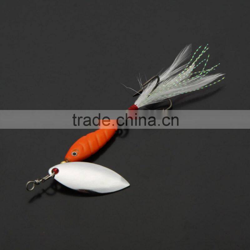 3Pcs 10g / 9.5cm Spoon Hard Fishing Lures Spinner Sequin Paillette Baits with Feather Hook Tackle