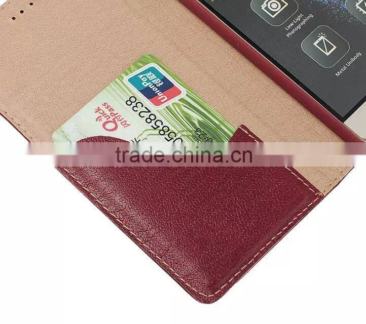 Luxury design fashion book style for huawei ascend p8 real flip wallet leather phone case