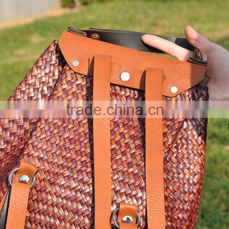 2016 New cheap straw bag ladies handbag thailand straw bag for women light straw backpack